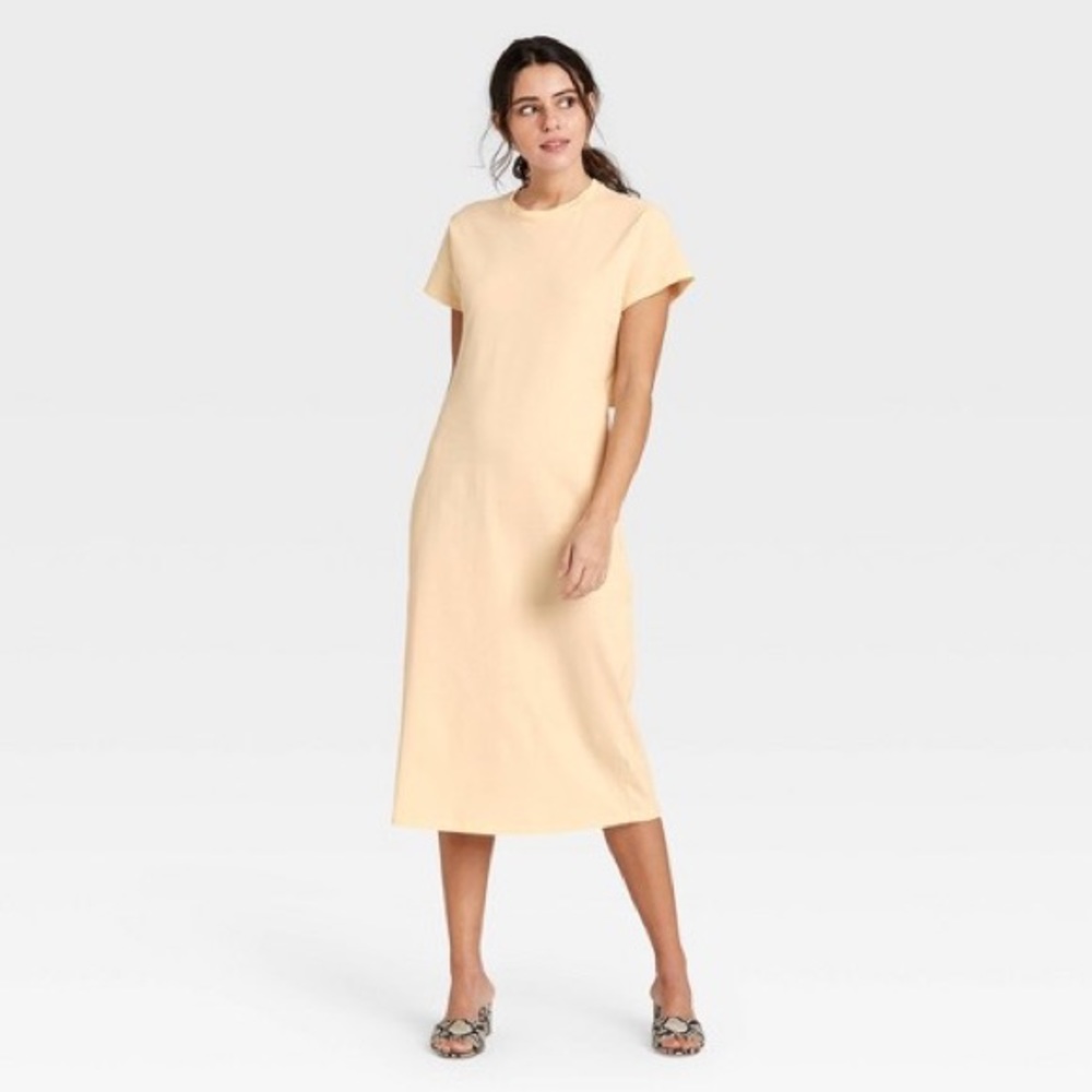 Who What wear short sleeve shift dress Yellow